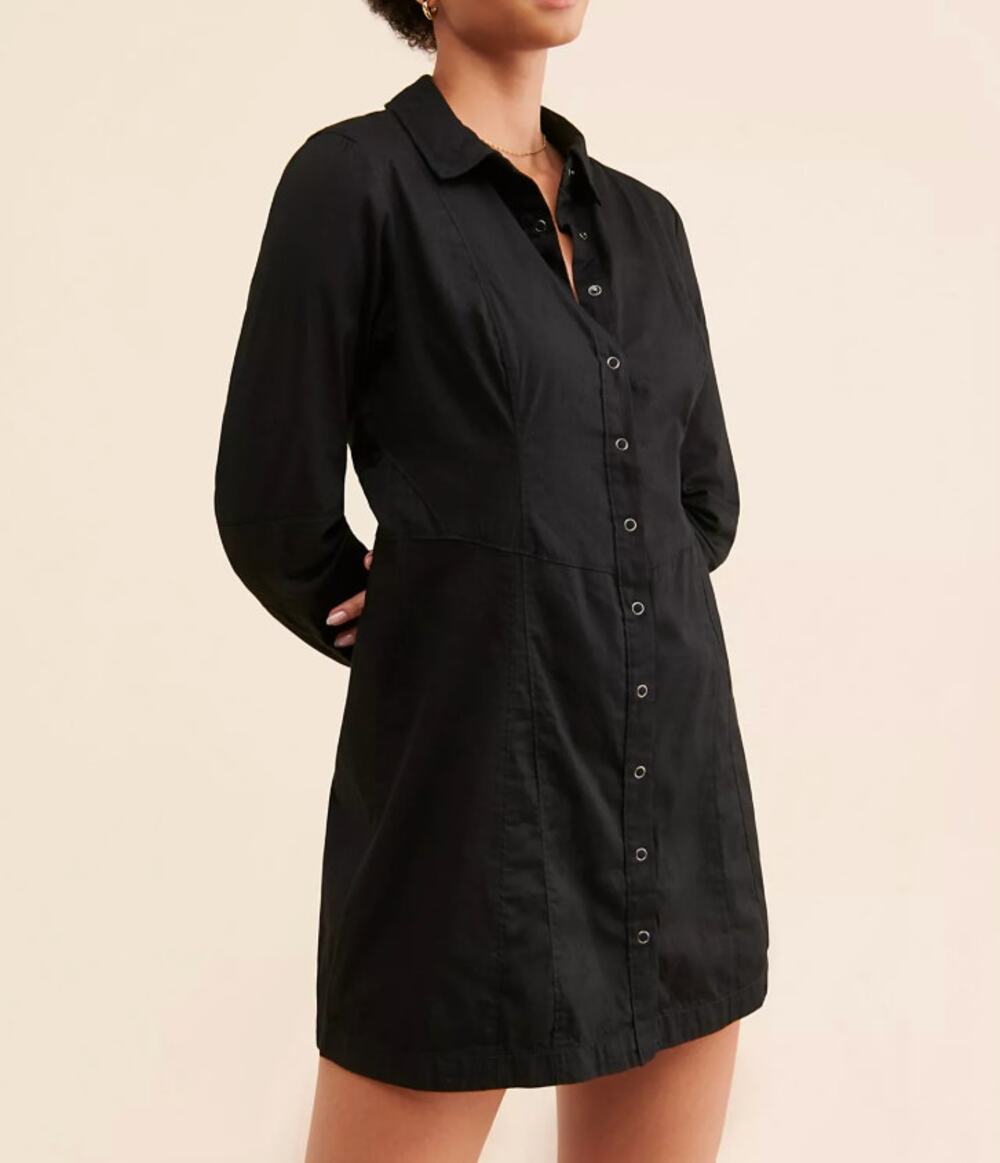 Free People womens large Goth Thea Mini Dress Black Long Sleeve Fitted Black